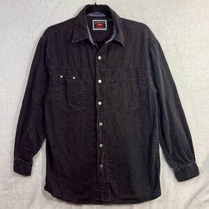 VTG Wrangler S Buttoned Shirt Black Utility Grunge Workwear Y2K Western Cowboy